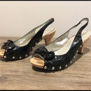 Me Too black studded heels